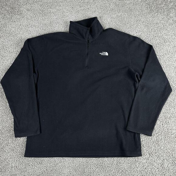 North Face Pullover Mens Large Black Fleece Quarter Zip Outdoors Hiking Jacket - Picture 1 of 15